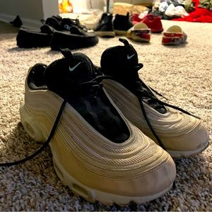Mike air Max 97 light rose gold/ black baby blue Nike logo